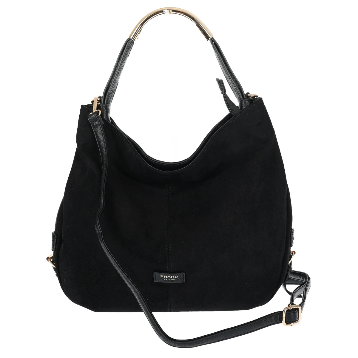 Torebka damska shopper torba zamszowa na ramię modna do pracy PJ451 Czarna