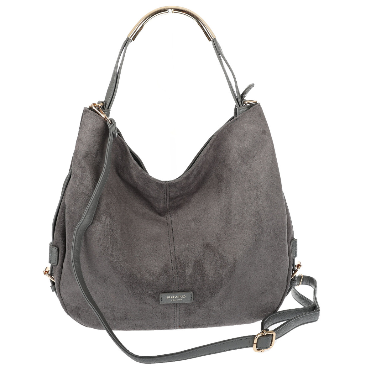 Torebka damska shopper torba zamszowa na ramię modna do pracy PJ451 Szara