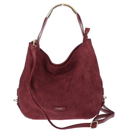 Torebka damska shopper torba zamszowa na ramię modna do pracy PJ451 Bordowa
