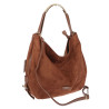 Torebka damska shopper torba zamszowa na ramię modna do pracy PJ451 Brązowa