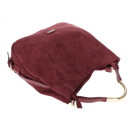 Torebka damska shopper torba zamszowa na ramię modna do pracy PJ451 Bordowa