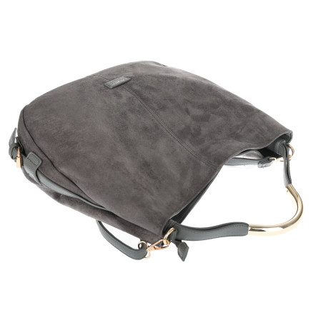 Torebka damska shopper torba zamszowa na ramię modna do pracy PJ451 Szara
