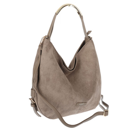 Torebka damska shopper A4 torba zamszowa na ramię do pracy PJ451 Beżowa