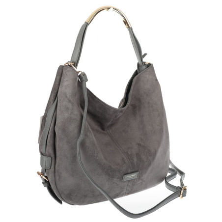 Torebka damska shopper torba zamszowa na ramię modna do pracy PJ451 Szara