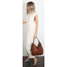 Torebka damska shopper torba zamszowa na ramię modna do pracy PJ451 Brązowa