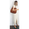 Torebka damska shopper torba zamszowa na ramię modna do pracy PJ451 Brązowa