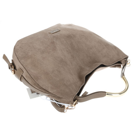 Torebka damska shopper A4 torba zamszowa na ramię do pracy PJ451 Beżowa