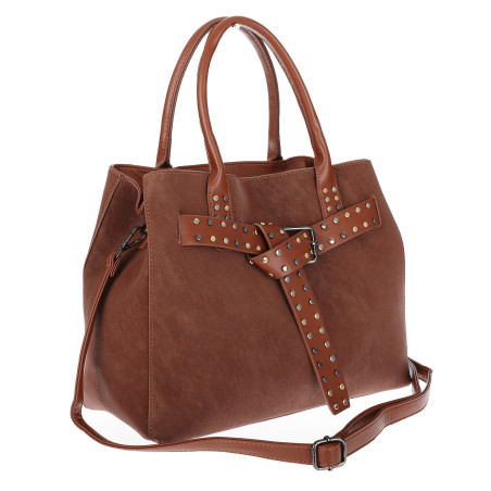 Torebka damska shopper kuferek elegancka torba modna do pracy MC812 Brązowa