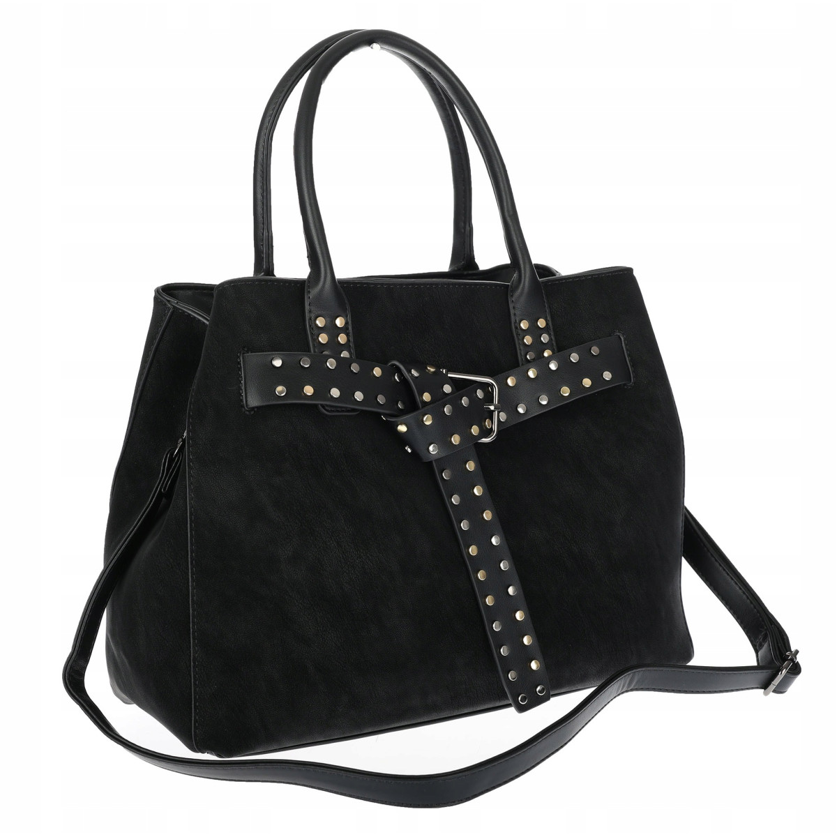 Torebka damska shopper kuferek elegancka modna torba do pracy MC812 Czarna