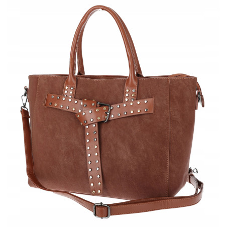 Torebka damska shopper kuferek elegancka torba modna do pracy MC812 Brązowa
