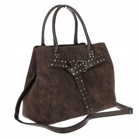 Torebka damska shopper kuferek elegancka torba do pracy MC812 Czekoladowa
