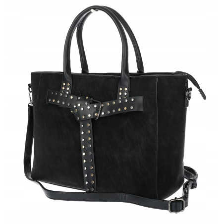 Torebka damska shopper kuferek elegancka modna torba do pracy MC812 Czarna
