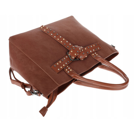 Torebka damska shopper kuferek elegancka torba modna do pracy MC812 Brązowa