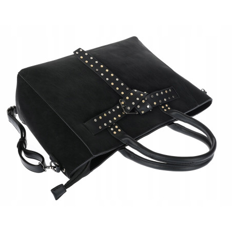 Torebka damska shopper kuferek elegancka modna torba do pracy MC812 Czarna