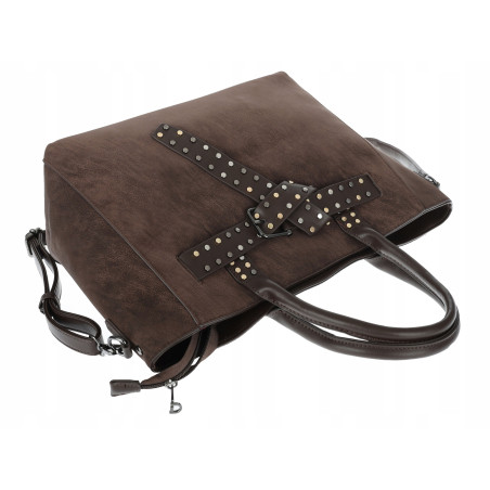 Torebka damska shopper kuferek elegancka torba do pracy MC812 Czekoladowa