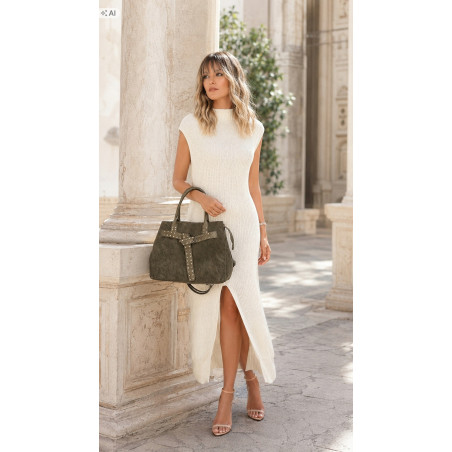 Torebka damska shopper kuferek A4 elegancka torba do pracy MC812 Zielona