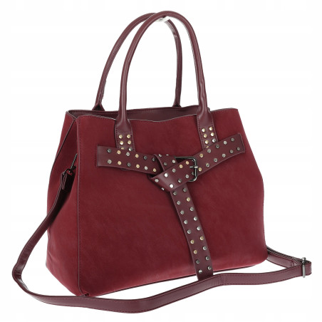 Torebka damska shopper kuferek A4 elegancka torba do pracy MC812 Bordowa