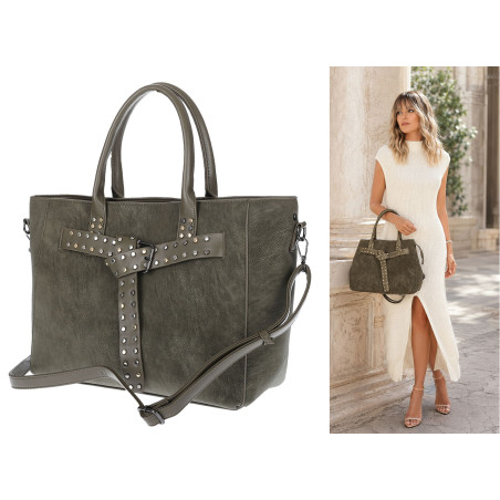 Torebka damska shopper kuferek A4 elegancka torba do pracy MC812 Zielona