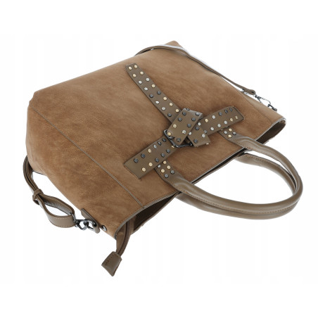 Torebka damska shopper kuferek A4 elegancka torba do pracy MC812 Beżowa