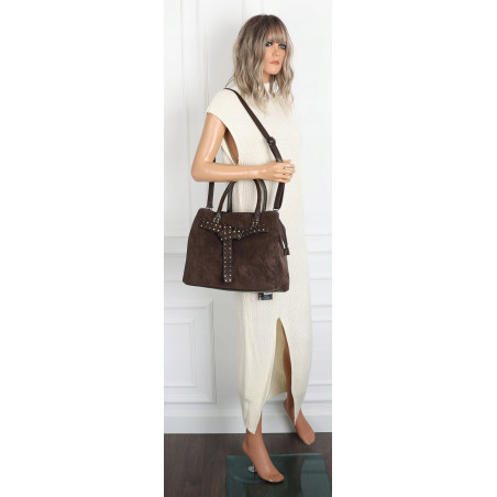 Torebka damska shopper kuferek elegancka torba do pracy MC812 Czekoladowa