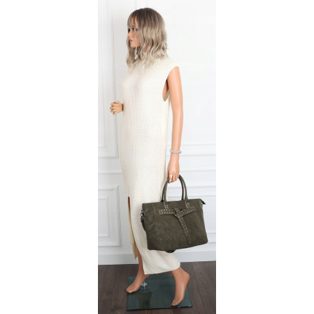 Torebka damska shopper kuferek A4 elegancka torba do pracy MC812 Zielona