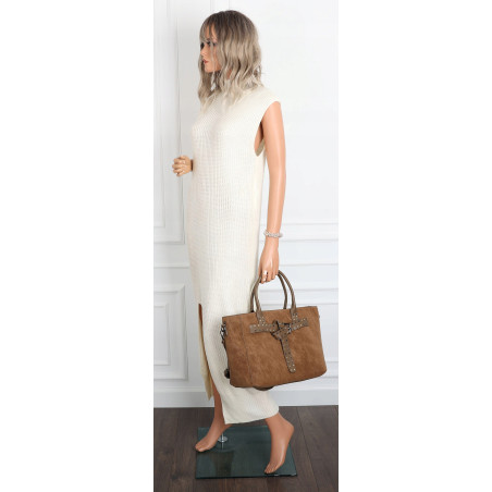 Torebka damska shopper kuferek A4 elegancka torba do pracy MC812 Beżowa