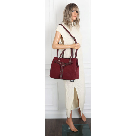 Torebka damska shopper kuferek A4 elegancka torba do pracy MC812 Bordowa