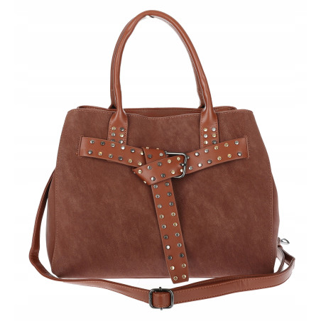 Torebka damska shopper kuferek elegancka torba modna do pracy MC812 Brązowa