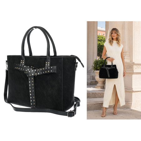 Torebka damska shopper kuferek elegancka modna torba do pracy MC812 Czarna