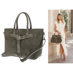 Torebka damska shopper kuferek A4 elegancka torba do pracy MC812 Zielona