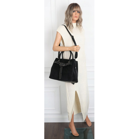 Torebka damska shopper kuferek elegancka modna torba do pracy MC812 Czarna