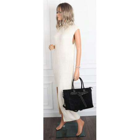 Torebka damska shopper kuferek elegancka modna torba do pracy MC812 Czarna