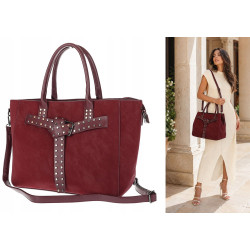 Torebka damska shopper kuferek A4 elegancka torba do pracy MC812 Bordowa