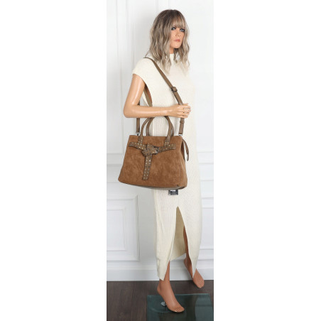 Torebka damska shopper kuferek A4 elegancka torba do pracy MC812 Beżowa