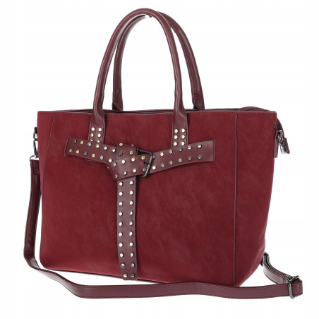 Torebka damska shopper kuferek A4 elegancka torba do pracy MC812 Bordowa