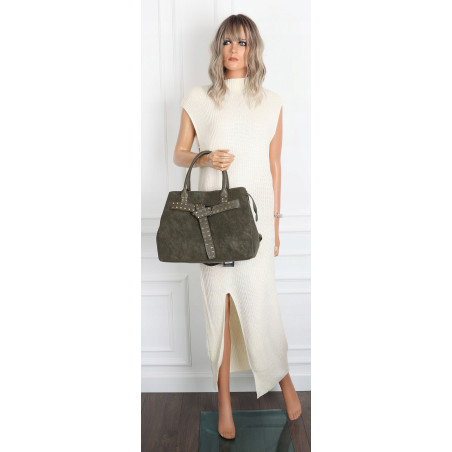Torebka damska shopper kuferek A4 elegancka torba do pracy MC812 Zielona