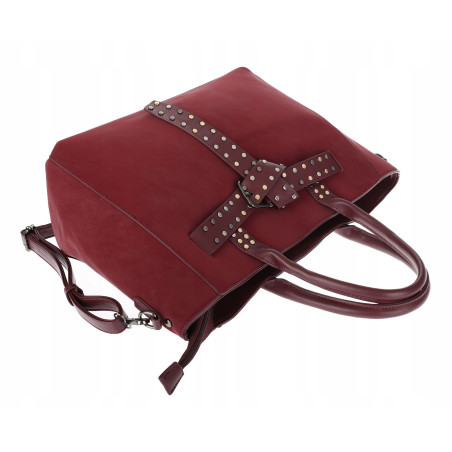 Torebka damska shopper kuferek A4 elegancka torba do pracy MC812 Bordowa