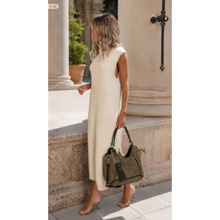 Torebka damska zamszowa worek shopper listonoszka na ramię MC869 Zielona