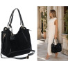 Torebka damska zamszowa worek shopper na ramię listonoszka MC869 Czarna