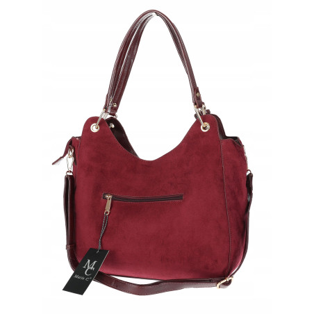 Torebka damska zamszowa worek shopper listonoszka na ramię MC869 Bordowa