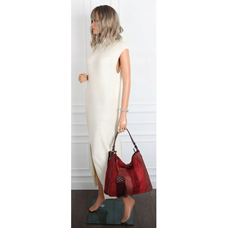 Torebka Damska Shopper na Ramię worek modna torba Listonoszka MC797 Bordowa