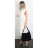 Torebka damska shopper zamszowa pojemna na ramię frędzle lekka PJ02 Czarna