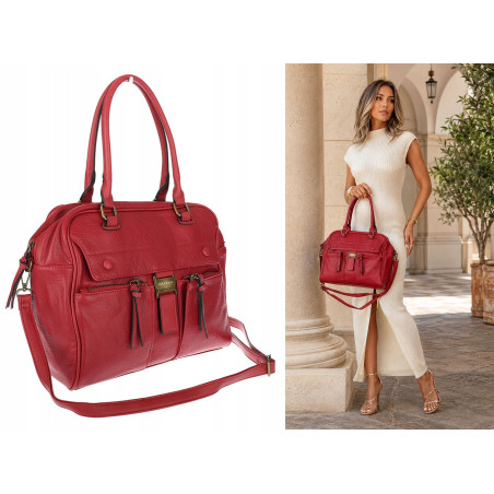 Torebka damska shopper A4 kuferek elegancka torba do pracy CH810 Czerwona