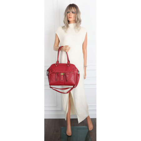 Torebka damska shopper A4 kuferek elegancka torba do pracy CH810 Czerwona