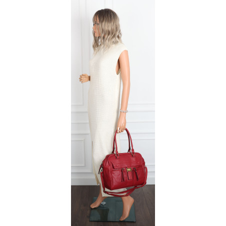 Torebka damska shopper A4 kuferek elegancka torba do pracy CH810 Czerwona