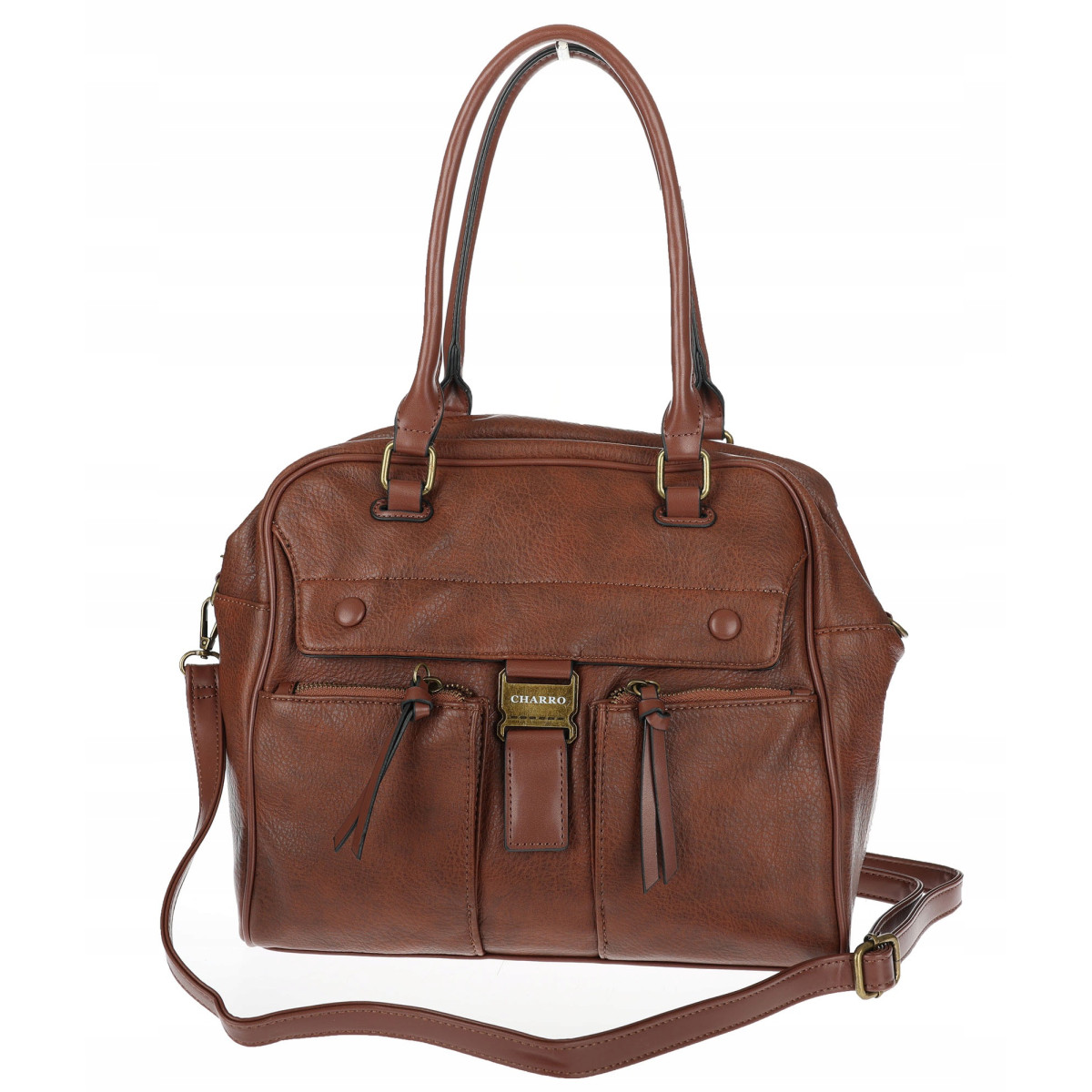 Torebka damska shopper A4 kuferek elegancka torba do pracy CH810 Brązowa