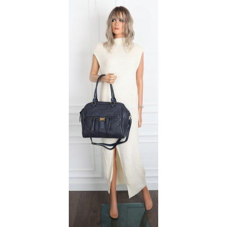 Torebka damska shopper A4 kuferek elegancka torba do pracy CH810 Granatowa