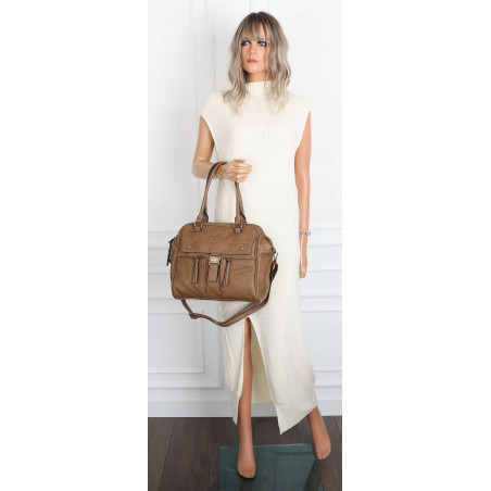 Torebka damska shopper A4 kuferek elegancka torba do pracy CH810 Beżowa