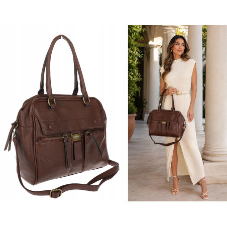 Torebka damska shopper kuferek elegancka torba do pracy CH810 Czekoladowa