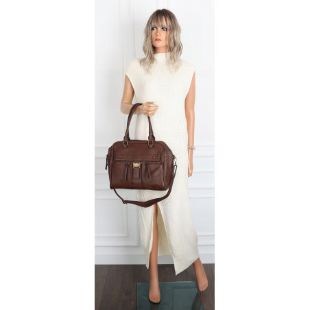 Torebka damska shopper kuferek elegancka torba do pracy CH810 Czekoladowa